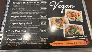 vegan menu! at Pad Thai in St Louis
