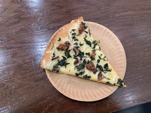 My slice! :-) at Artistic Pizza in New York City