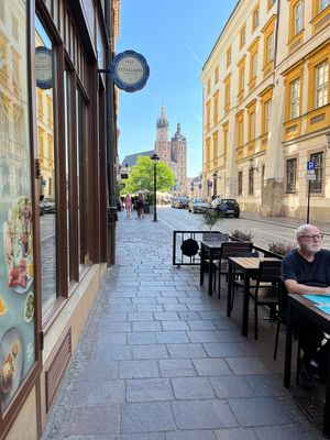 Outdoor seating   at Fitagain in Krakow