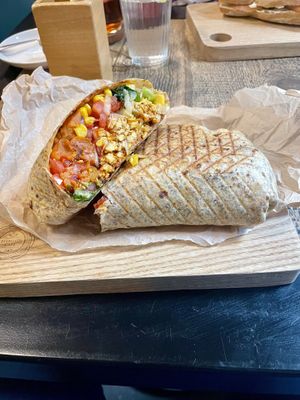 The Second Wrap (vegan)…I got this without cucumbers (they are very good here with modifications). YUM!  at Fitagain in Krakow