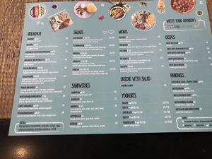 Food menu at Fitagain in Krakow