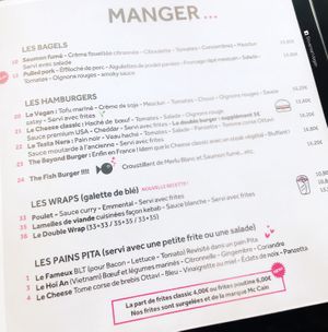 Clearly labelled vegan burger in the menu. at Version Originale in Porto-vecchio