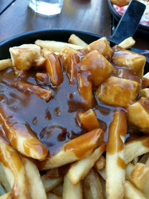 They even had a vegan poutine with vegan cheese! at Rusty's at Blue in The Blue Mountains