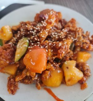 Sweet and sour mushroom ~ 12/9/22 at SHU Vegetarian 蔬方斋 - Toa Payoh in Central Singapore