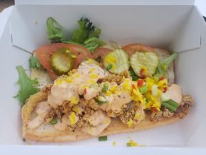 BLUE OYSTER MUSHROOM PO’BOY at Grass VBQ Joint - Cloud Kitchen in Decatur