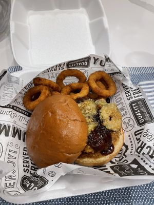 Not Mic but VicRiib with onion rings   at Grass VBQ Joint - Cloud Kitchen in Decatur