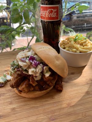 Titustown Smoked “Veef” Brisket with Roast Garlic Mac N’ Cheez at Grass VBQ Joint - Cloud Kitchen in Decatur