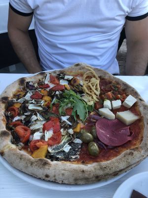 Vegan pizza option 🍕 (18€)  at Rocca Ja in Castelsardo