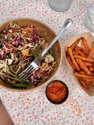 “Bowl” with fries  at Ridimutak Beach in Nerezine