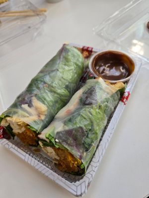 Wrap with peanut sauce at Leaves House || in Montreal