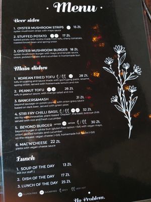 Menu at Bracka 20 in Warsaw