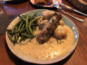 Beyond sausage in horseradish sauce  at Bracka 20 in Warsaw
