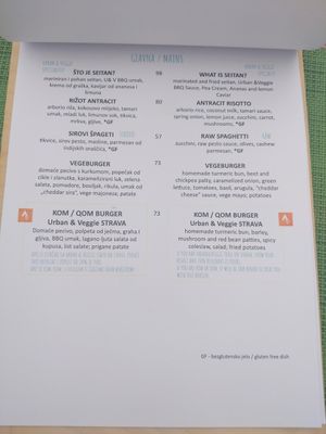 Main Menu at Urban & Veggie in Dubrovnik