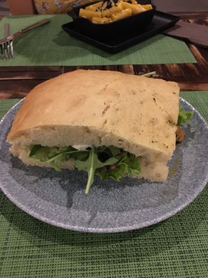 Focaccia very big but super tasty! at Urban & Veggie in Dubrovnik