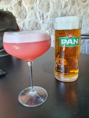 Joker cocktail and PAN beer pint at Urban & Veggie in Dubrovnik