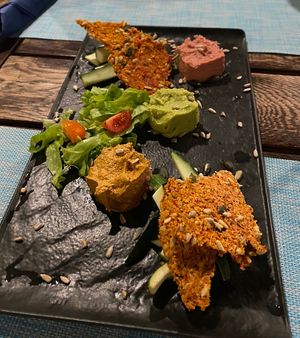 Dips and handmade bread at Urban & Veggie in Dubrovnik