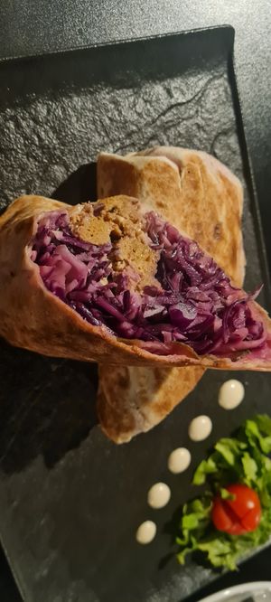 Veggie Kebab with Seitan pieces & vegan Mayo at Urban & Veggie in Dubrovnik