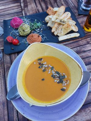 Soup of the day. This was carrot & sweet potato at Urban & Veggie in Dubrovnik