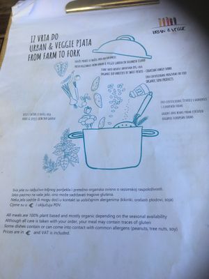 Menu at Urban & Veggie in Dubrovnik