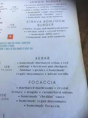 Menu at Urban & Veggie in Dubrovnik