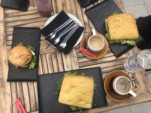 Focaccia and burger   at Urban & Veggie in Dubrovnik