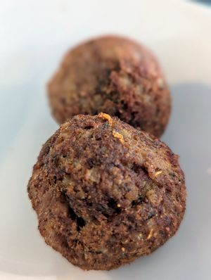 Plate full of goodies for two, part III: lollipop bean/barley/mushroom at Urban & Veggie in Dubrovnik