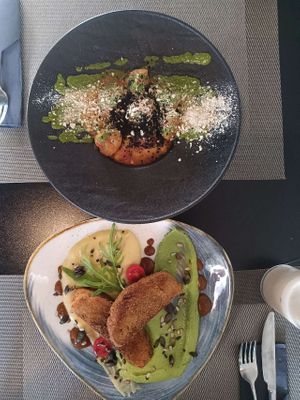 Sweet potato gnocchi & king seitan. at Urban & Veggie in Dubrovnik