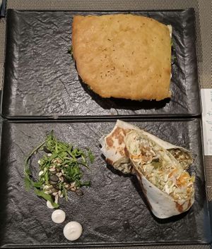 Focaccia & seitan wrap. at Urban & Veggie in Dubrovnik