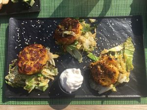 Potato and corn cakes at Urban & Veggie in Dubrovnik