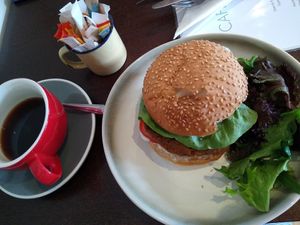 All out vegan burger and coffee at Mila in Godalming