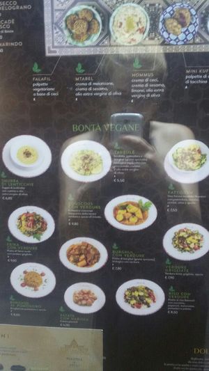 Vegan menu at Mille e Una Notte in Udine