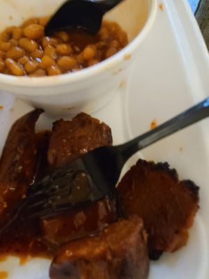 Ribz and baked beans  at Smokee Mo's St Louis BBQ in St Louis