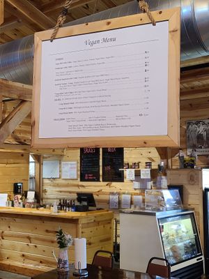 Vegan menu board at Smokee Mo's St Louis BBQ in St Louis