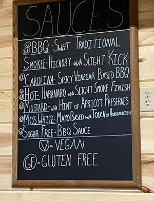 Vegans sauces are easy to identify at Smokee Mo's St Louis BBQ in St Louis