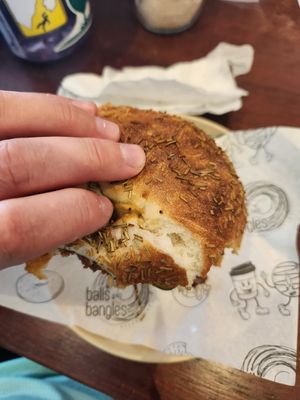 Delicious fresh crispy bagel at Balls and Bangles in Queenstown