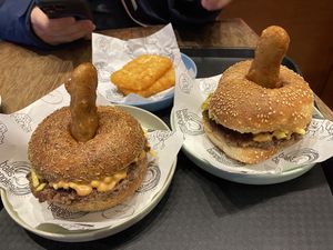 Impossible bagel and hash browns   at Balls and Bangles in Queenstown