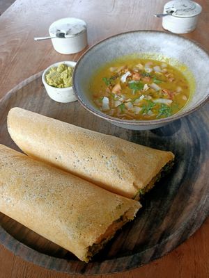 Pumpkin and spinach dosa at Muse Cafe & Art in Ubud