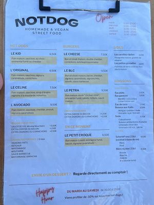 Menu Sept. '21 at Not Dog in Nice