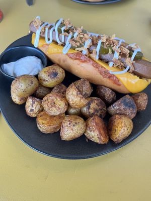 Not dog with crispy potatoes   at Not Dog in Nice