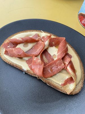 Elvis (the waiter bought the banana out separately!)  at Not Dog in Nice