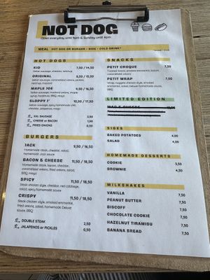 Menu   at Not Dog in Nice
