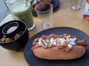 Not dog Muhammara and potatoes at Not Dog in Nice