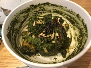 Sweet potatoes and broccoli with pesto  at Soul Sante in Dubai