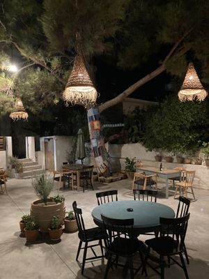 Outside seating  at Green Kukunari in Crete
