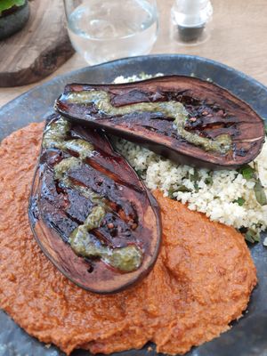 Baked eggplant muhamara at Green Kukunari in Crete