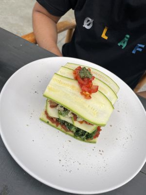 Raw zucchini lasagna  at Green Kukunari in Crete