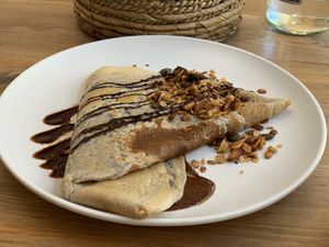 Crepe with homemade Nutella   at Green Kukunari in Crete
