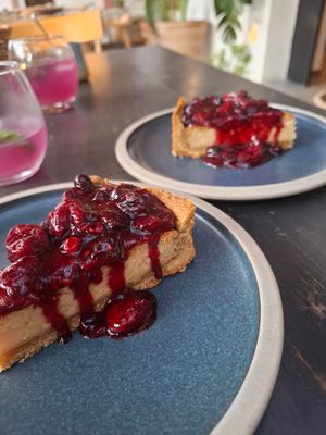 Baked Cheesecake with forest fruits at Green Kukunari in Crete