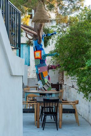 Seating area at Green Kukunari in Crete