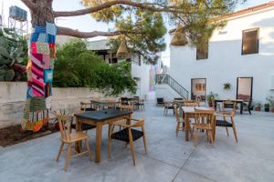 Outside seating  at Green Kukunari in Crete